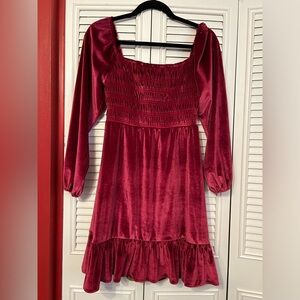 Lauren Conrad velvet off the shoulder stretchy dress long sleeve holiday size Xs